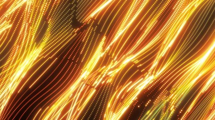 Wall Mural - dynamic golden light waves formed by glowing particles create a vibrant abstract energy background