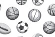 © Natalia - Seamless pattern of hand-drawn basketballs, soccer balls, volleyballs and footballs forming a sporty background