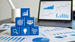 © Soyaeb - Data Analysis Blocks with Laptop and Charts Representing Business Growth and Strategy