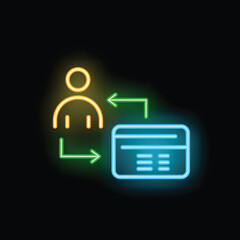 Wall Mural - neon sign representing a user exchanging data with a website, concept of online banking or online pa