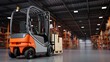 © hasinabegum - Forklift truck in a modern warehouse with shelves and boxes