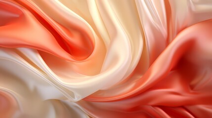 Wall Mural - red and white fabric with a flowy texture. the red and white colors create a sense of contrast and m