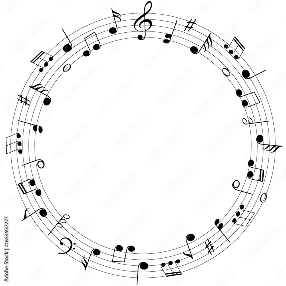 Music round frame, melody, circular musical notes Stock Vector | Adobe ...