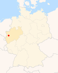  Locatormap of the city Krefeld (Nordrhein-Westfalen) in Germany.