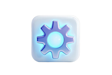 Square icon, gear, light blue
