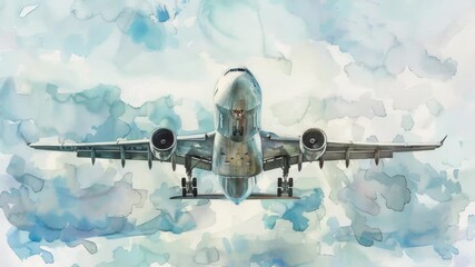 Wall Mural - a plane soaring through a cloudless sky, perfect for travel or transportation-themed images