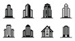 © Siam Studio - Collection of various city buildings and skyscrapers in simple black and white