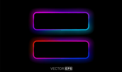 Wall Mural - frame color neon, color light around black frame on black background. vector illustration