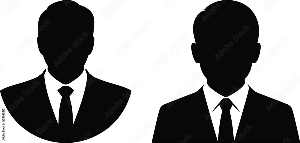 Two black silhouette busts of men in suits and ties Stock Vector ...