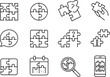 © SHUVO - Icons of puzzle pieces and question marks, ideal for illustrating problem-solving, decision-making, and strategy in business and creativity.