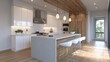 © baehaqi - Modern kitchen with light-toned cabinetry and wood accents