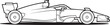 © AIcon Star - black and white formula 1 race car line drawing vector side view illustration showcasing aerodynamic design