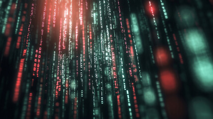 computer code concept with 3d digital binary code background, futuristic technology theme, abstract 