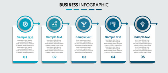Wall Mural - business infographic template with 5 options or steps. can be used for workflow layout, diagram, ann