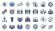 © AFsana - Illustration of business and team related icons on a white background in blue and black colors