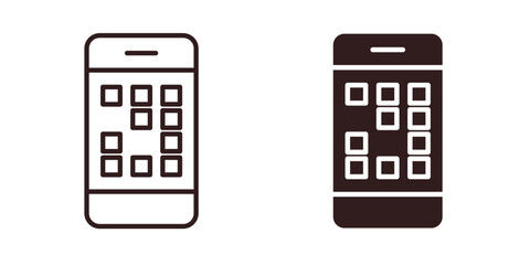 Smartphone App Icons Displayed, Isolated on White Background