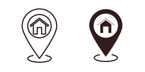 Home Location Icons in Simple Design isolated on white background