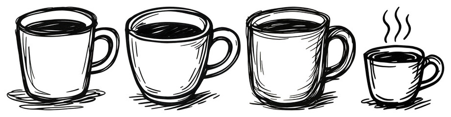 Wall Mural - hand-drawn coffee cup illustrations