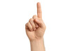 © whitestorm - Male hand pointing index finger up, isolated on transparent background, close-up