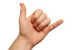 © whitestorm - Male hand making shaka or hang loose gesture, isolated on transparent background
