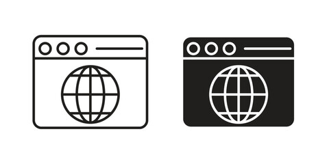 Website Icons in Line and Solid Styles Isolated on White Background