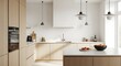 © SanjayaLK - Minimalist Scandinavian Kitchen Interior with Wooden Cabinets