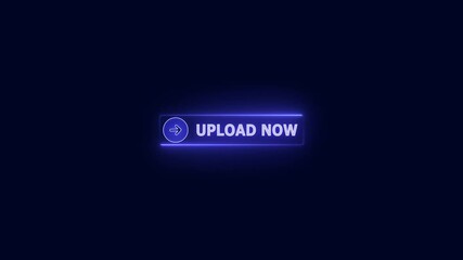 glowing Neon colorful upload new text icon animation. on a black background