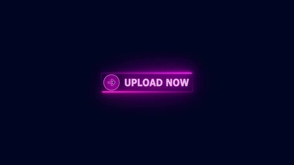 glowing Neon colorful upload new text icon animation. on a black background