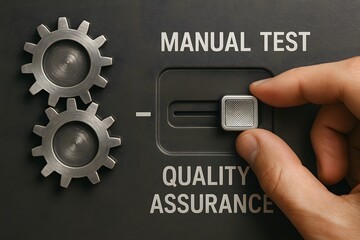 Hand operating a Manual Test and Quality Assurance switch. 