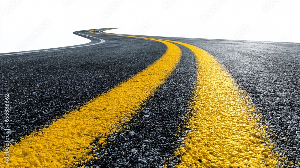 Professional Asphalt Road with Yellow and White Lane Markings Stock ...