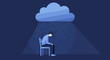 © logonardo - flat illustration of a frustrated man in dark blue