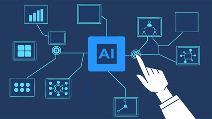 Hand Interacting with AI Network Interface.