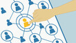 © Haidar Studio  - Hand Selecting a Person from a Network Diagram.
