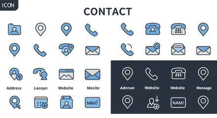 Modern Contact Information Icons Set for Website and Graphic Designs