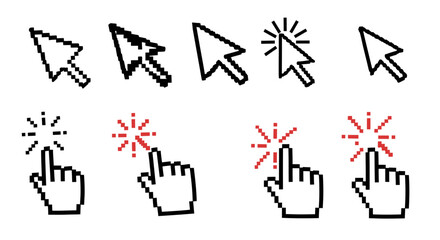 Pixelated Cursors and Hand Icons: A Set of Click and Pointing Symbols for UI