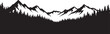 © AIcon Star - minimalist mountain landscape silhouette vector with black and white jagged snow peaks and dense pine forest scene art