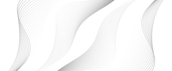 Wall Mural - Vector abstract grey background with glowing curved lines and modern wave design