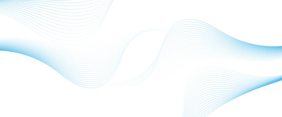 Wall Mural - vector abstract blue background with glowing curved lines and modern wave design