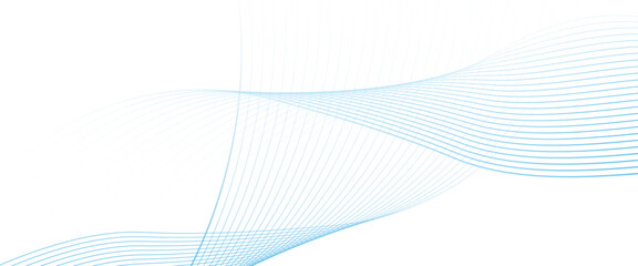 Wall Mural - vector abstract blue background with glowing curved lines and modern wave design