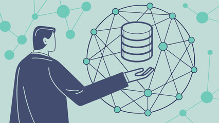 Man Presenting Data Storage within Network Connection.