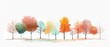 © ELVY - Autumnal tree line watercolor painting, white background, seasonal change illustration, website header