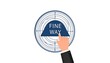 © Popi - Hand pointing to a target graphic with 'FINE WAY' inscribed