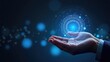 © Rika - Hand holding a digital holographic projection.