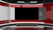 © vachom - Tv studio. Red Studio. Red backdrop. News studio. News room. The perfect backdrop for any green screen or chroma key video or photo production. Breaking news. 3d rendering.