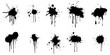 © Creative - Collection of ten black ink splatter set. Hand drawn spray design elements. Various spray paint graffiti decorative splatters.