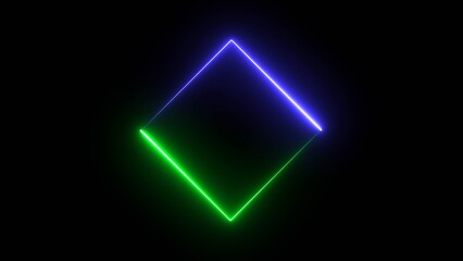 Canvas Print - neon square frame illustration. square frame illustration and seamless black background.