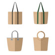 © Motion Mania - Eco-friendly canvas tote bag set, reusable shopping bag collection with various handles, brown fabric grocery bags for branding and retail mockups