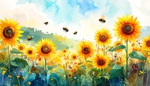 Sunflower Field Flowers Art Free Stock Photo - Public Domain Pictures