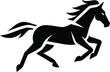 © touhid1066 - Silhouette of a powerful black horse galloping with flowing mane and tail