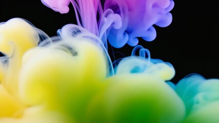 Wall Mural - close up of abstract colorful smoke ink brush on black background